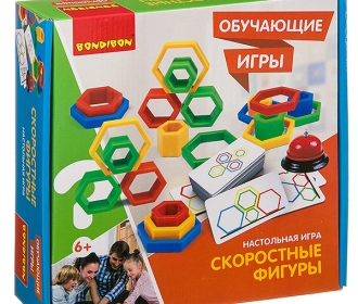 Обучающие игры Bondibon Настольная игра «СКОРОСТНЫЕ ФИГУРЫ», BOX 25,5x6,5x25,5 см